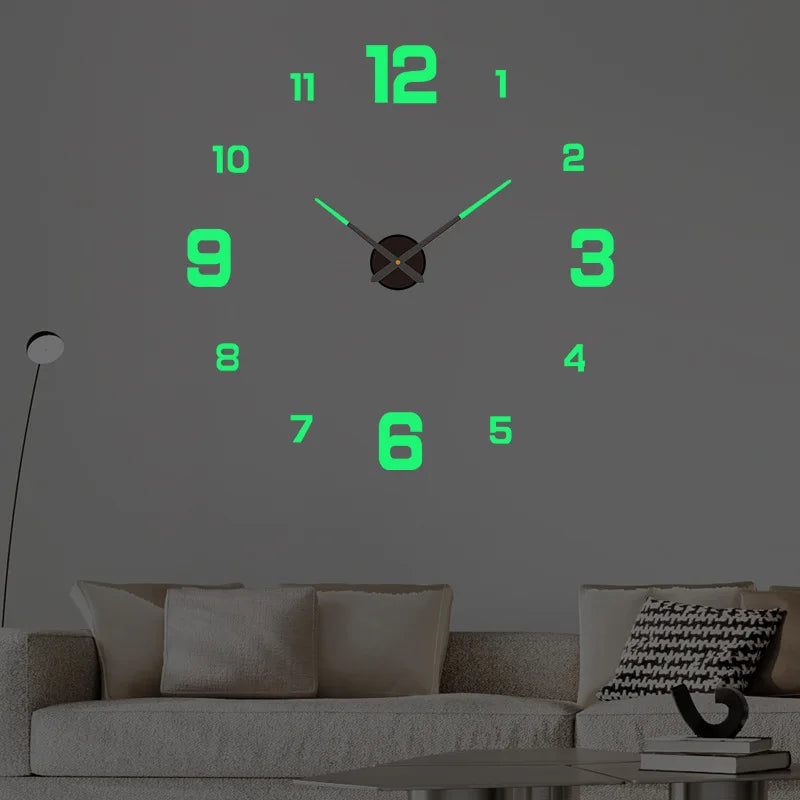 3D Wanduhr Leucht Rahmenlose Wanduhren DIY Digital Clock Wand Aufkleber Stille Uhr für Home Wohnzimmer Büro Wand decor