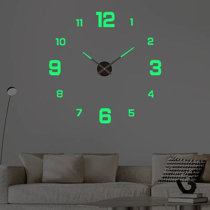 3D Wanduhr Leucht Rahmenlose Wanduhren DIY Digital Clock Wand Aufkleber Stille Uhr für Home Wohnzimmer Büro Wand decor