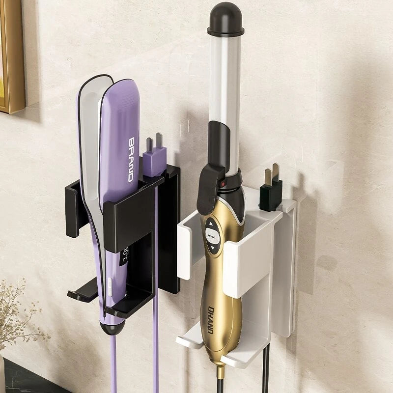 Lockenstab-Organizer aus Edelstahl mit ohne Bohren, Wandregal, Haarglätterhalter für die Aufbewahrung von Badezimmer-Waschtisch