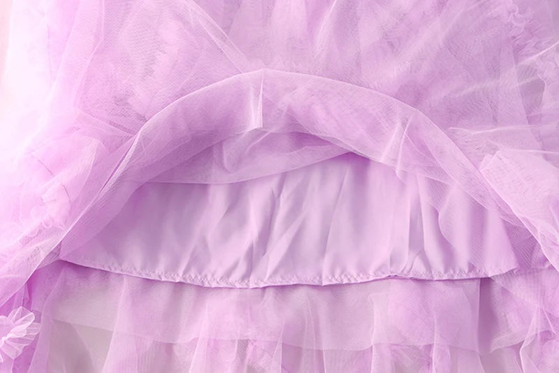 Autumn Winter New 2025 Irregular Cake Tulle Skirt Women Sweet Midi Long High Waist A Line Skirt Female Mesh Party Skirt Lady