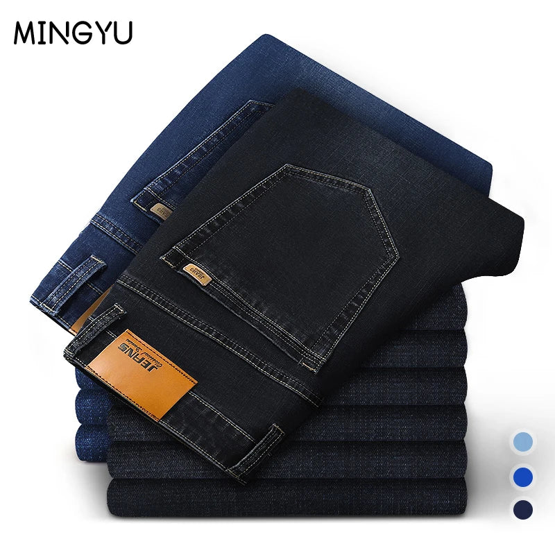 Baumwolle Herren Jeans Denim Hosen Marke Klassische Kleidung Overalls Gerade Hosen für Männer Schwarz Oversize Große Größe 35 40 42 44 46.