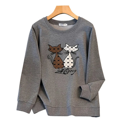 175 kg Plus Size Damen Büste 170 Herbst Cartoon Langarm Sweatshirt Schwarz Grau 5XL 6XL 7XL 8XL 9XL.