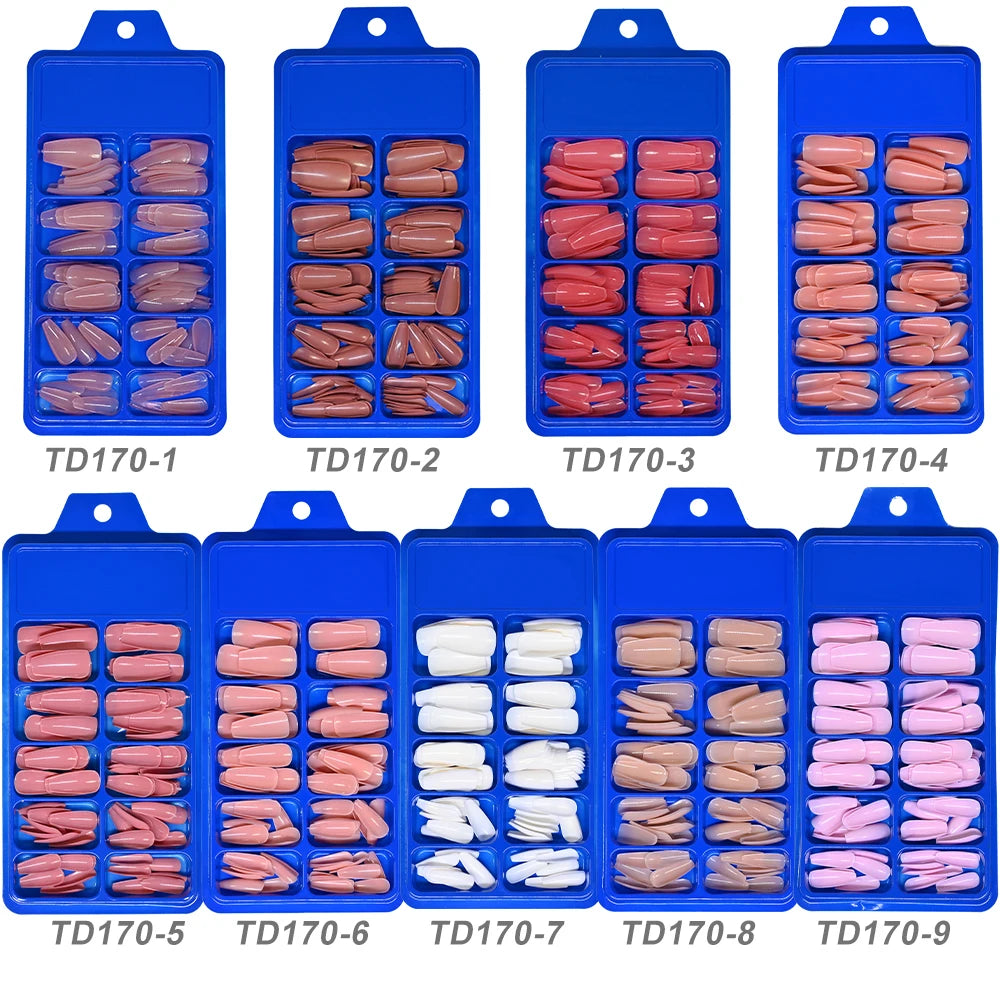 Diamond White Tips For Nails Extension 100pcs Long Fake Ballerina Gel Nail Art Nude White Pink Press On Nails Long Coffin 0.75in.