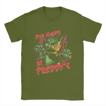 Five Nights Men's T Shirt At Freddys Vintage Tees Short Sleeve Round Collar T-Shirt Pure Cotton Plus Size Clothing.