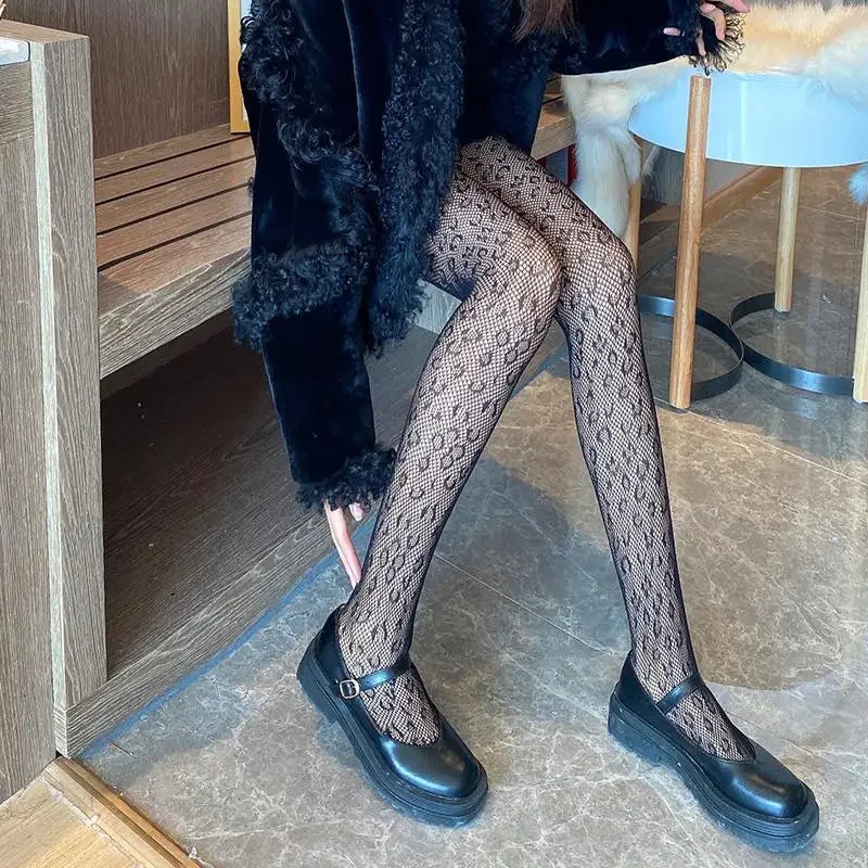 Women Sexy Patterned Fishnet Geometric patterns Pantyhose Slim Legs Long Mesh Tights Ladies Transparent Retro Fish Net Leggings