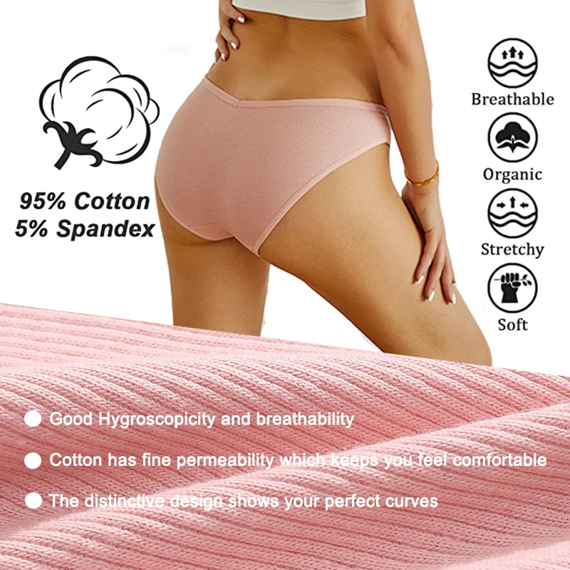 FINETOO 4Pcs/Set M-4XL Cotton Panties Female Underpants Sexy Panties for Women Briefs Underwear Plus Size Pantys Lingerie.