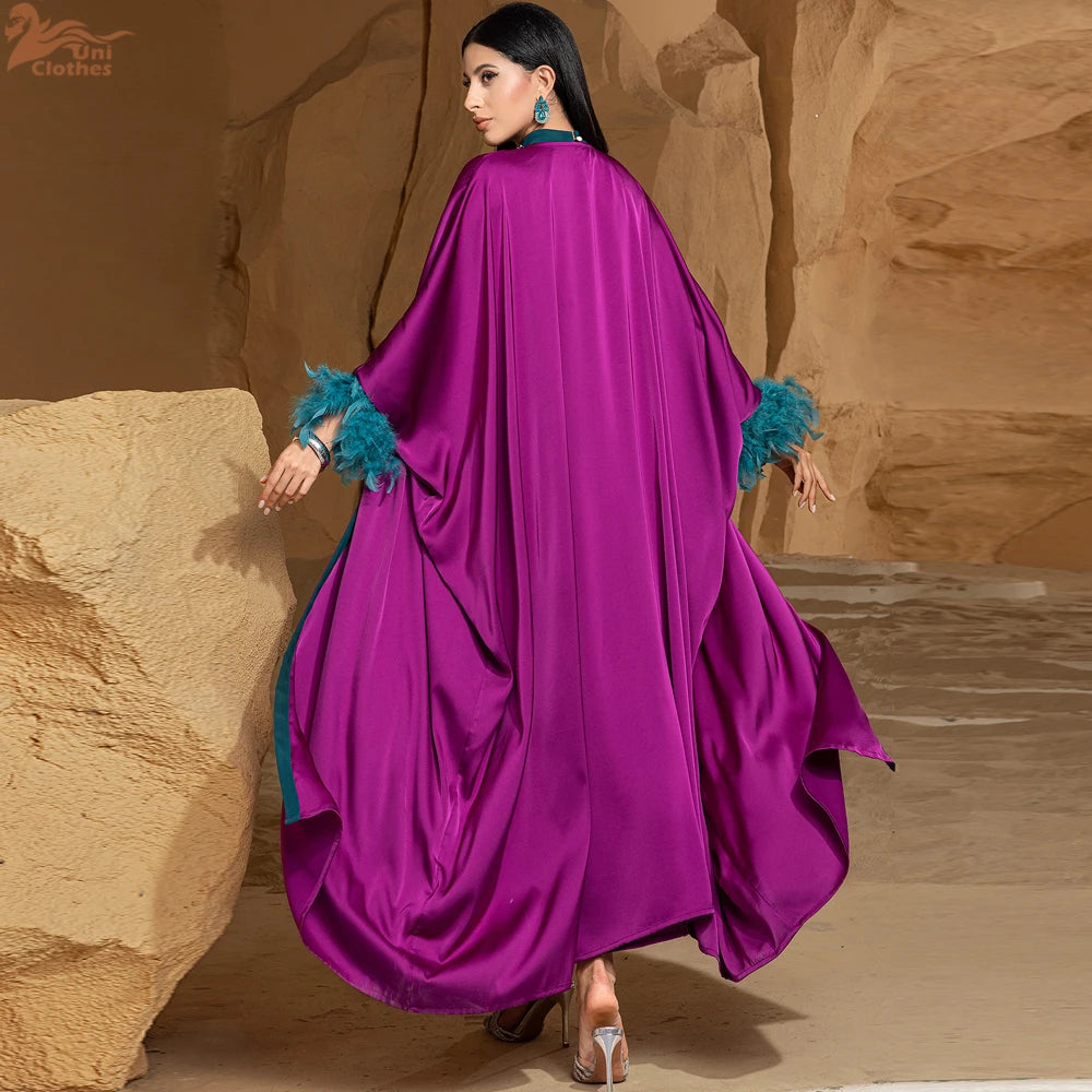 Luxury Dubai Abayas Diamonds Kimono Jalabiya Women Muslim Dress Sets 2PCS Turkey Kebaya Caftan Marocain Femme Robe Ramadan Eid.