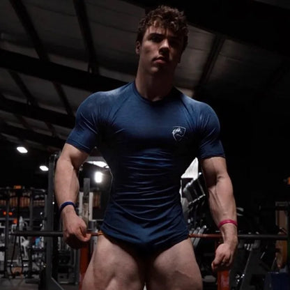 Men Tshirt Bodybuilding Tight Compression Quick-drying Muscle Shirt Fitness Workout Basketball Running Clothing Men T-shirt.