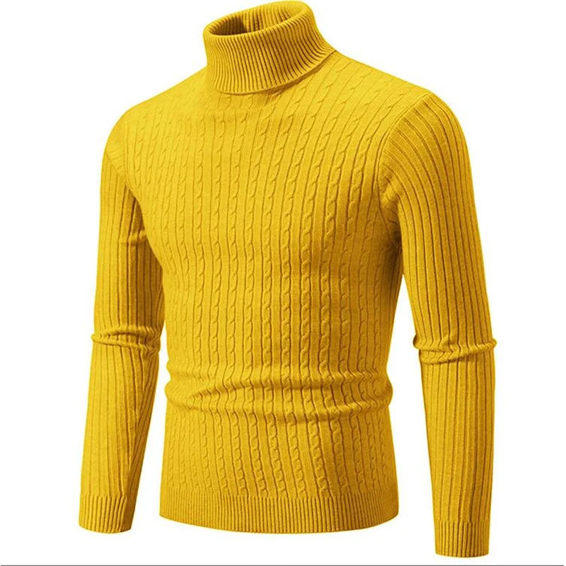 2025 New Men Solid Colour Turtleneck Sweater Black / White / Royal Blue Fashion Simple Male Casual Pullover Tops.