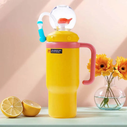 24oz Stainless Steel Whale Fountain Tumbler Straw Water Cups Kids Adults Travel Water Bottles Whale Water Cups Car Water Bottle.