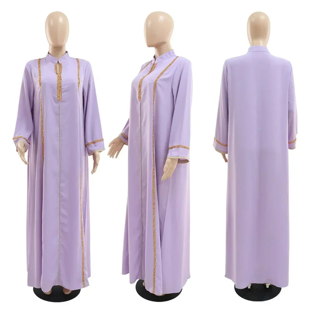 Ramadan Abaya Femme Musulmane marok kanis chen Kaftan für Frau Mode feste Diamanten voller Ärmel lose türkische Dubai Robe