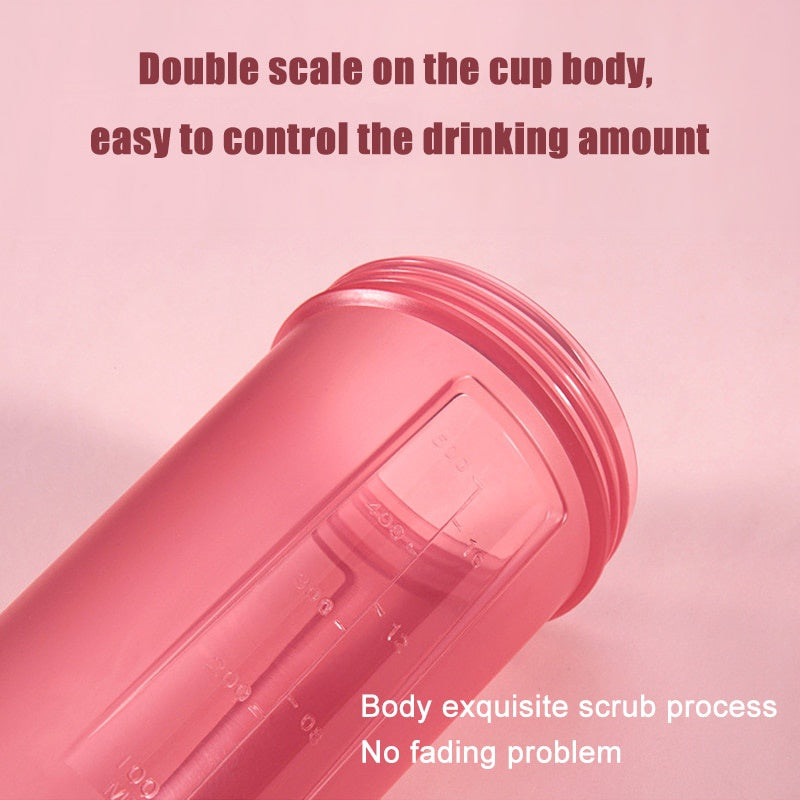 600ml Frosted Shake Cup Milkshake Sports Bottle Outdoor Fitness Water Blender Bottle Protein Powder Portable Gym Training Drink.