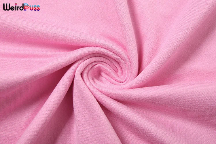 Weird Puss Casual Sporty 2 Piece Set Women Letter Embroidery Crop Tops+Side Tassel Straight Pants Matching Streetwear Tracksuits