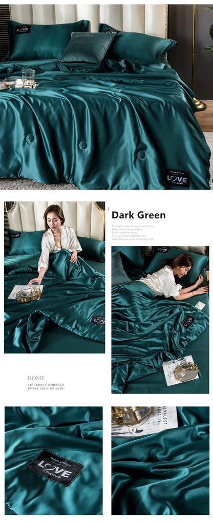 Summer Mulberry Silk Comforter Duvet Insert Luxury Natural Silk Blanket Satin Bedding Quilt Queen Single Double Twin Size Bed.