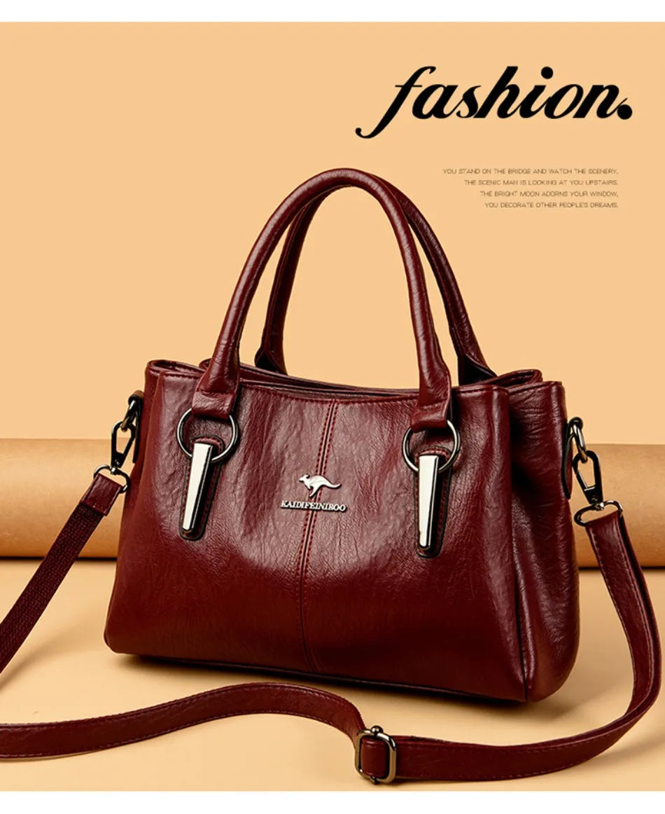 Genuine 3Layers High Quality Soft PU Leather Ladies Shoulder Crossbody Bags for Women  Luxury Handbags  Women  Designer A Main.