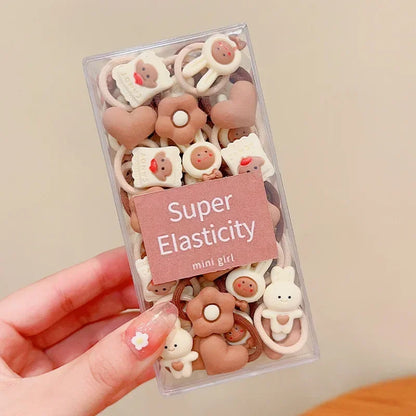 Coffee Color Children's Cute Cartoon Hair Rope Baby Thumb Loop Does Not Hurt Rubber Band Headwear Baby Tie Head  Small Pull