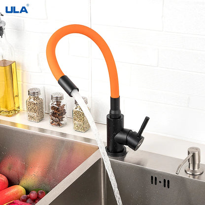 ULA Gold Kitchen Faucet Stainless Steel Flexible Spout Kitchen Sink Faucet Hot Cold Water Sink Mixer Tap 360 Degree Rotate Crane