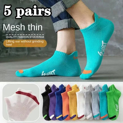 5 Pairs Of Men's Socks, Autumn And Winter Vintage Fun Fashion Athletic Socks, Sports Trend Socks.