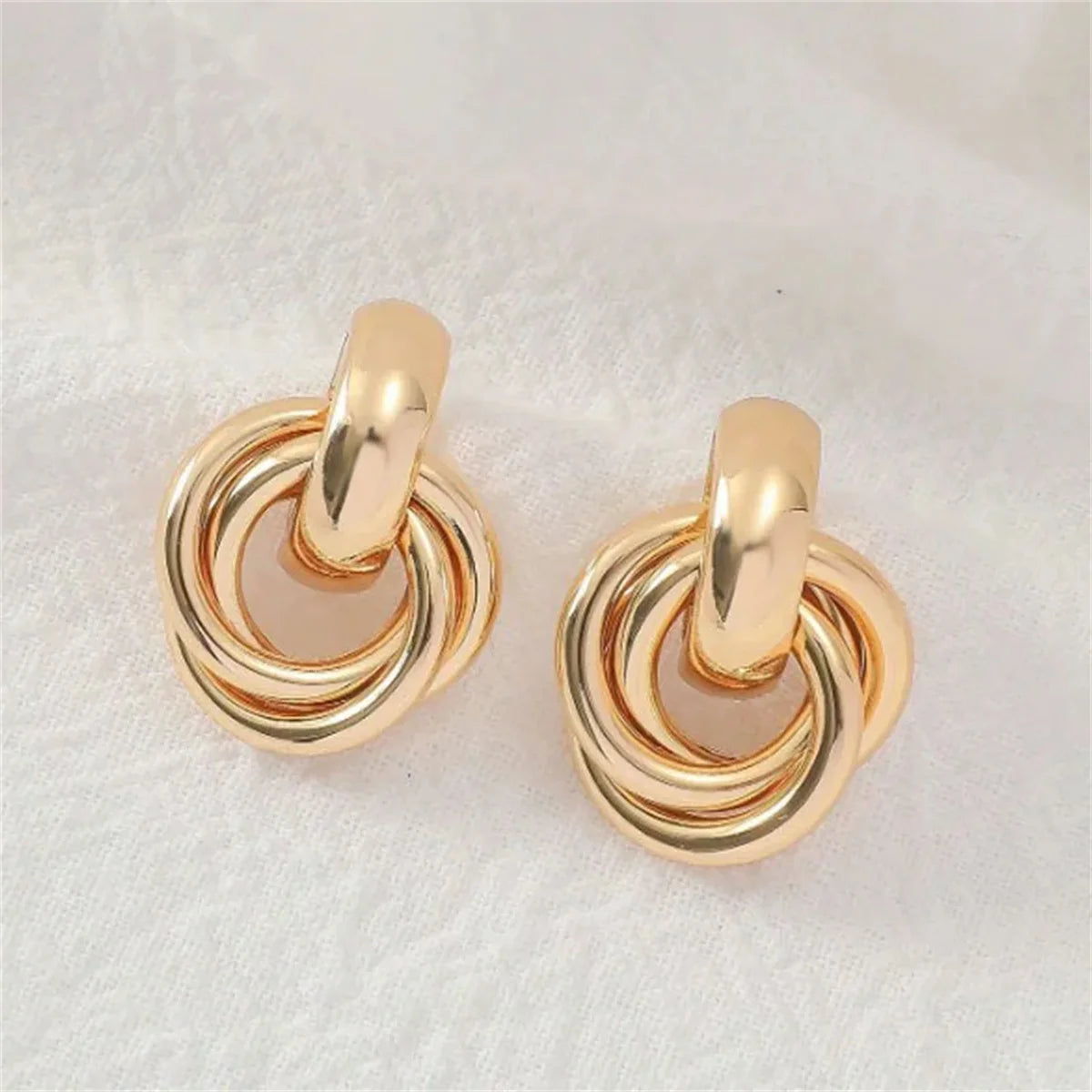 2Pcs Trendy Stainless Steel Gold Color Knot Hoop Earring For Women,Shiny Cute Tragus Cartilage Ear Stud Suitable Give Girlfriend.