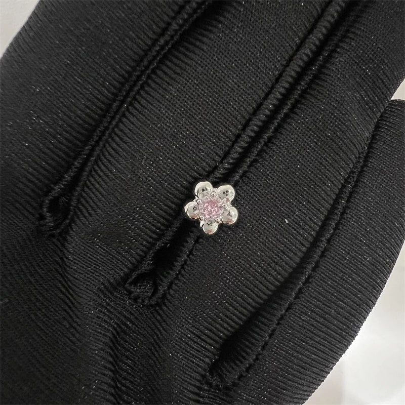 1PCS Cute Pink Zircon 316L Stainless Steel Ear Bone Nail New Fashion Y2K Punk Small Earring for Women Cochlea Jewelry Party Gift.