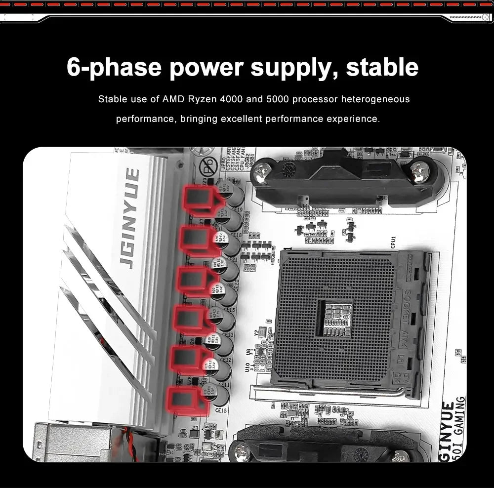 JGINYUE AMD B550 AM4 mini ITX Motherboard supports Ryzen R5 4000/5000 series processors DDR4 RAM PCI-E 4.0 B550i GAMING.