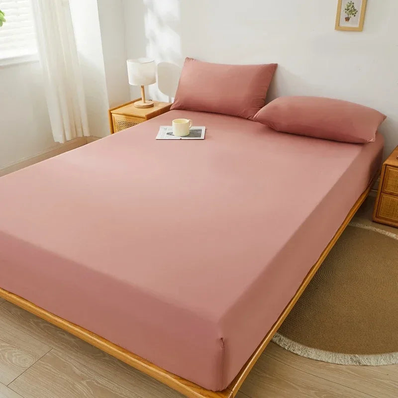Brushed Mattress Cover Double/Queen Size Solid Color Fitted Sheet For Double Bed Anti-Mite 침대커버 200X220cm 매트리스커버 (No Pillowcase).
