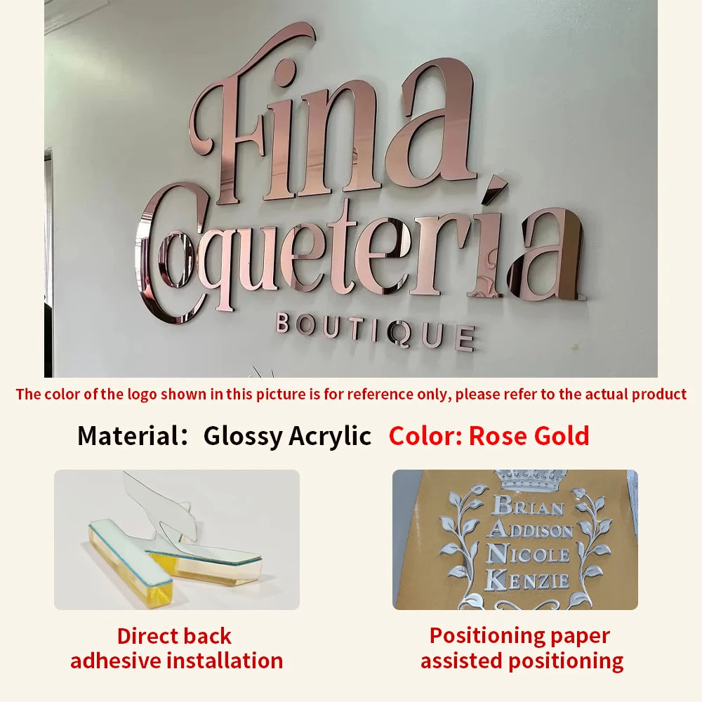 Personalized Large Business Sign Wall Mounted Acrylic 3D Logo Sign Custom Wall Art Beauty Salon Shop Bar Decor Home Decorations.
