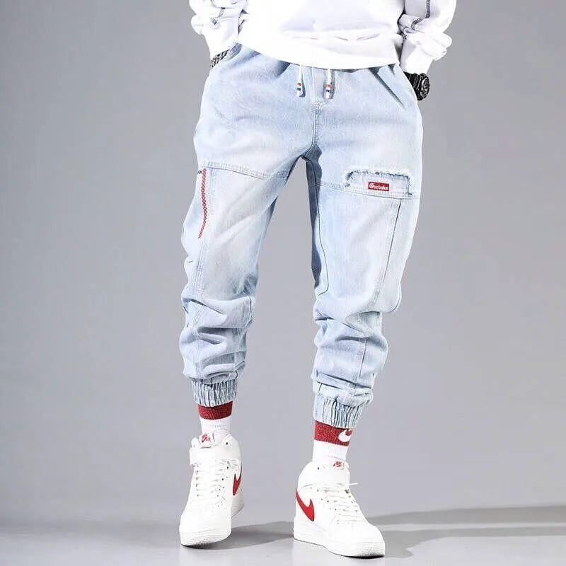 2025 New Streetwear Hip Hop Cargo Pants Men's Jeans Elastic Harun Joggers In Autumn and Spring Men ClothIng.