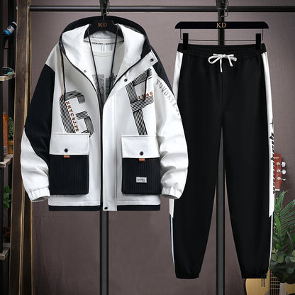 2025 Spring Casual Jackets Sportswear+Pants Men's Sets Korean Style 2 Piece Sets Men Streetwear Fitness Male Tracksuit.
