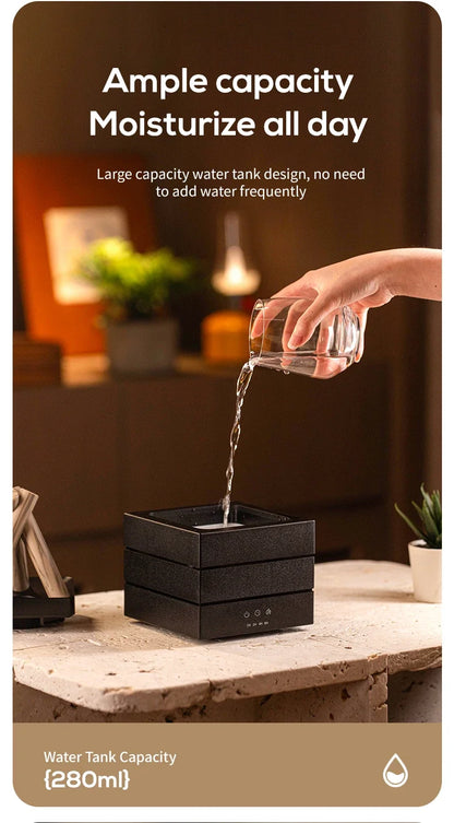 280ml Flame Aroma Diffuser USB Air Humidifier Colorful Atmosphere Light and Remote Control Bonfire Essential Oil Aroma Diffuser.