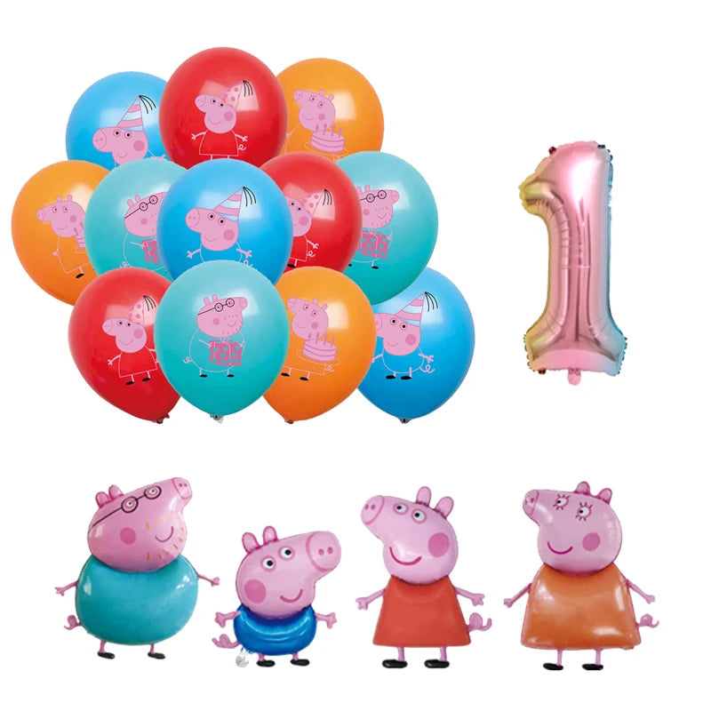 Cartoon Peppaed Schweine Geburtstag Party Dekoration George Seite Pappteller Einweg Geschirr Ballon Für Kind Event Liefert.