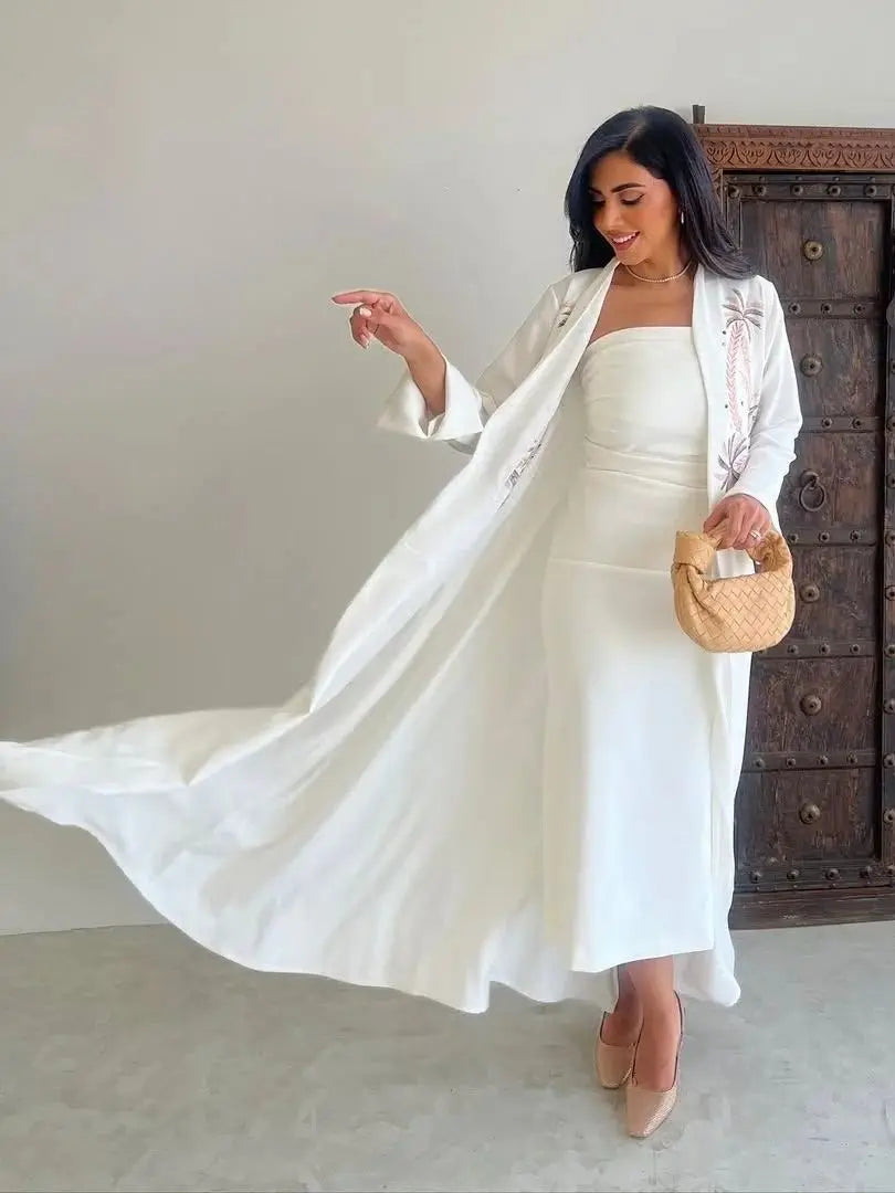 Ramadan Eid Kebaya White Muslim Modest Kimono Women Clothing Abaya Damen Dubai Luxury Islam Kaftan Robe Longue Femme Musulman.