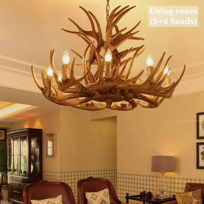 Retro Harz Geweih führte Kronleuchter Restaurant Zimmer Schreibtische Loft Decke Pendel leuchten Home Decoration Zubehör Leuchte