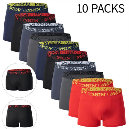 4/10-teilige Herren-Boxershorts für vier Jahreszeiten, Schwarz, modisch, lässig, Basic, vielseitig, Unterwäsche, Übergröße, Jugend-Sport-Basisshorts