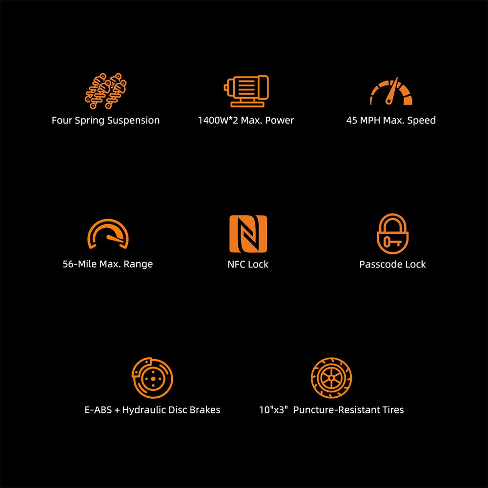 Kugoo LX10+ Electric Scooter 2*1400W Motor 60V 20.8Ah Battery 10 inch Tires 72km/h Max Speed 90km Range Hydraulic Disc Brakes.