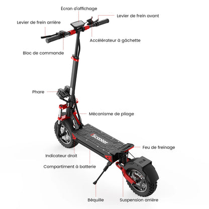 iScooter iX8 12 inch Electric Scooter 2400W Dual Motor Off Road E-Scooter 20Ah 60km/h Scooters 70km Max Range Foldable EScooters.