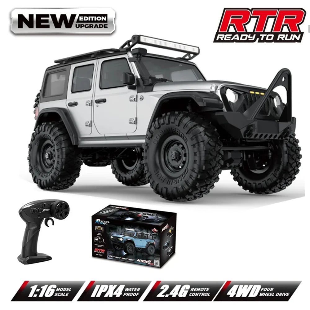 HB R1601 RC Car 1:16 2.4G 4WD Off-Road Remote Control Cars with LED Crawler Trucks Climbing Vehicle Model Toys for Kids Adult.