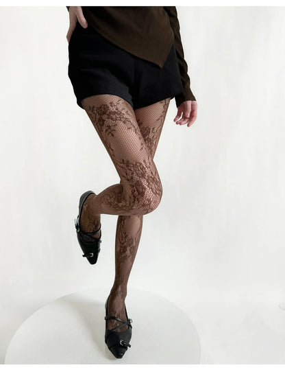 2025 New Tights Women Sexy Lace Floral Thigh High Stockings Pantyhose Lingerie Hosiery Mesh Fishnet Stockings Women Tights