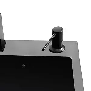 Edelstahlspüle 40 x 45 cm, schwarze Küchenspüle mit Spültischarmatur, 1 x 45 cm, Unterschrankspüle W | Abtropfbrett und Sieb