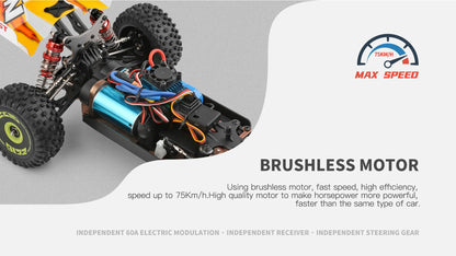 WLtoys 144010 144001 75KM/H 2.4G RC Car Brushless 4WD Electric High Speed Off-Road Remote Control Drift Toys for Children Racing.