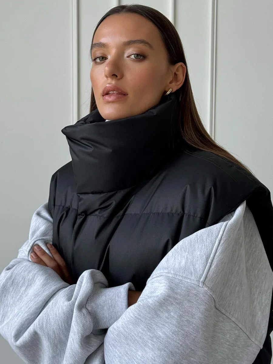 Talenza Damen-Weste aus Baumwolle, neu, ärmellos, sportlich, lässig, einfarbig, Winter, warme Weste, Jacke, Weste, Damen-Baumwolljacke