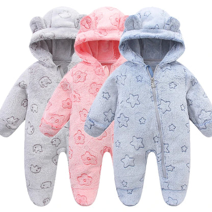 Weiche Neugeborene Baby Kleidung Flanell Herbst Winter Baby Jungen Mädchen Overall Cartoon Neugeborenen Body Warme Strampler für Babys 0-12M.