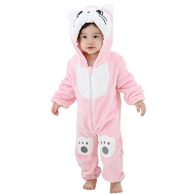 MICHLEY Winter Baby Strampler Mit Kapuze Flanell Cosplay Kleinkind Infant Kleidung Insgesamt Bodys Overall Kostüm Für Kinder Mädchen Junge