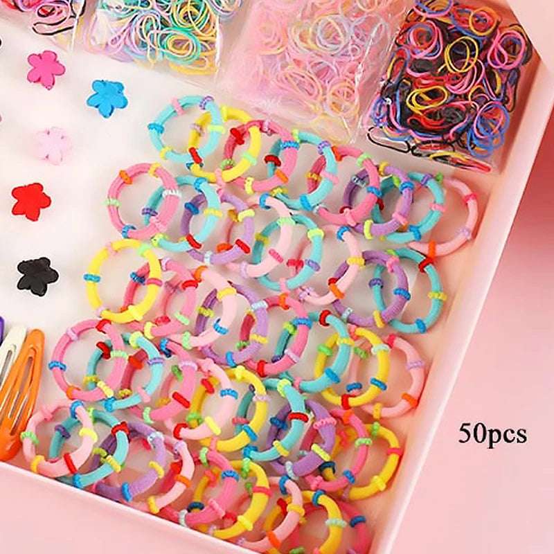 565 870Pcs Girls Cute Elastic Hair Bands Hairpins Flower Hair Claws Hair Clip Rubber Band Ponytail Holder Kids Fashion.