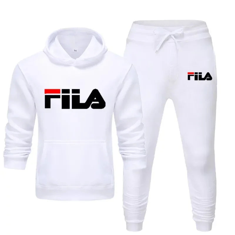 A new men's Spring and Autumn 2025 pullover hoodie + sweatpants two-piece fitness, fashion and casual jogging set.