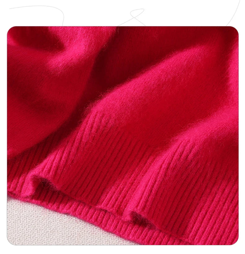 Women's Round-neck Mink Cashmere Sweater Soft Pullover Jumper Comfortable Knitted Top for Autumn Winter Pure Mink Material