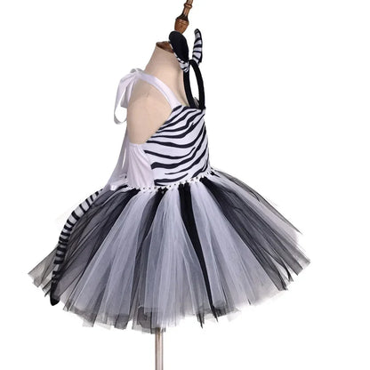 Halloween Tier Cosplay Kostüm für Kinder Wald Thema Kühe Tiger Giraffe Leopard Zebra Tutu Kleider Performance Tanz Sets