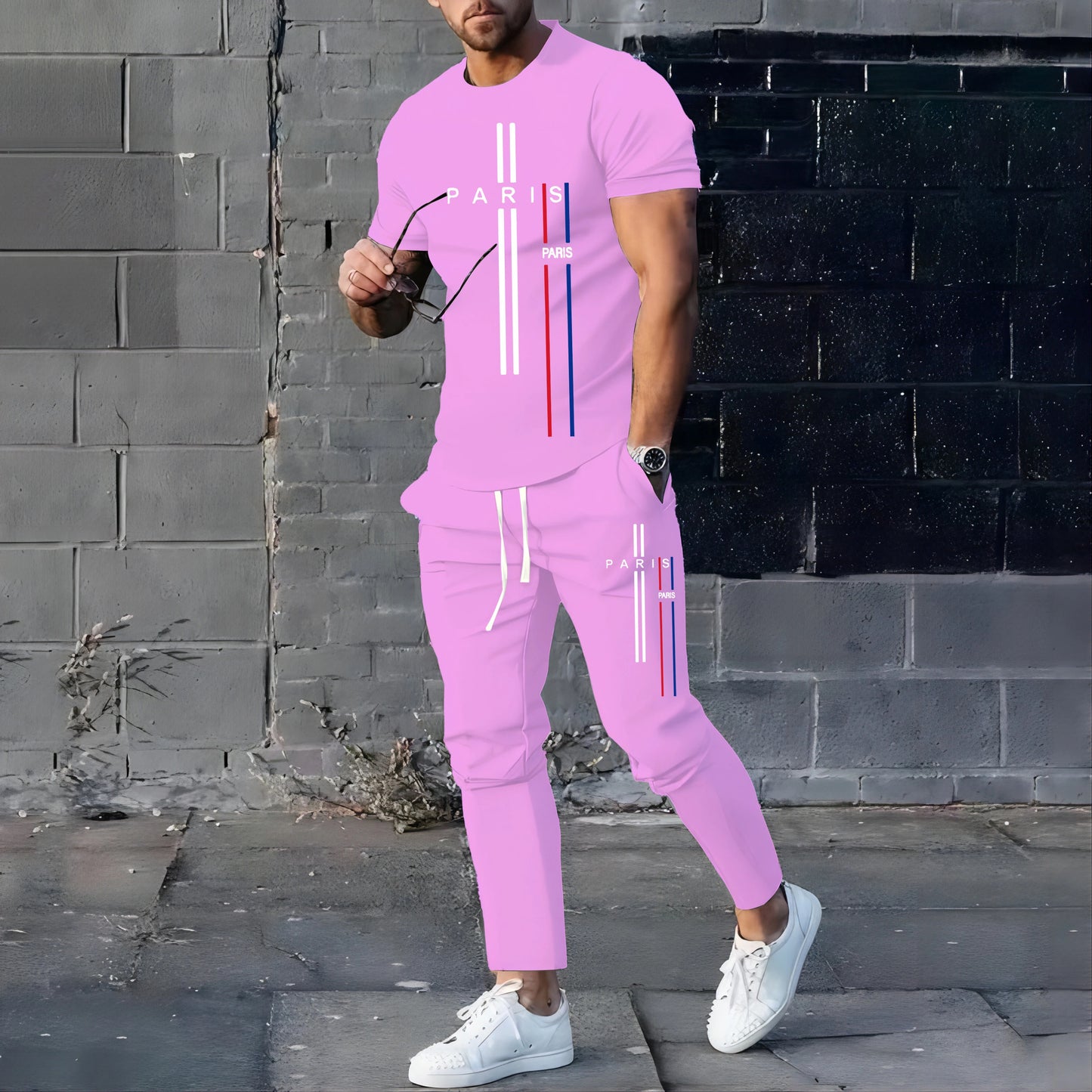 New StyleSummer Spring Fashionable Men's Football Sportswear T-shirt Pants Set Casual Short Sleeve Set Jogging Fitness Clothing