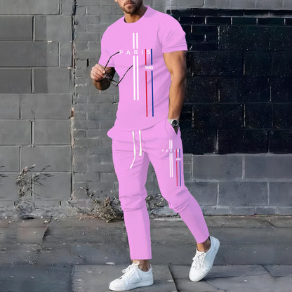 New StyleSummer Spring Fashionable Men's Football Sportswear T-shirt Pants Set Casual Short Sleeve Set Jogging Fitness Clothing