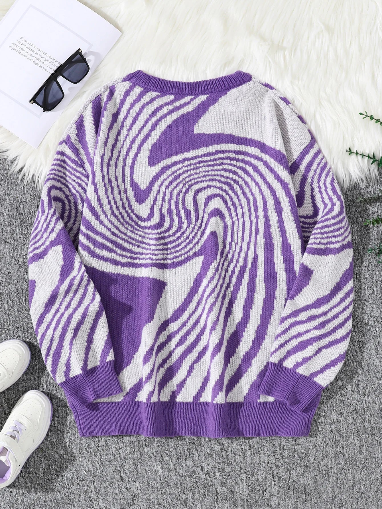 New Popular Street Ripped Abstract Starry Sky Pattern Pullover Ripped Sweater Casual Round Neck Knitted Men's Pullover